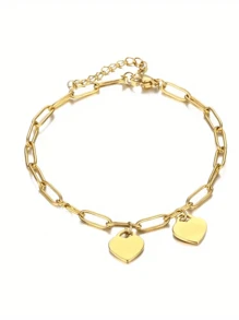 Pulseira com pingente de coração personalizado, joias de aço inoxidável, pingentes de vários nomes personalizados, pulseiras da moda, pulseira de corrente de clipe de papel dourada personalizada, presente de aniversário para sua mãe, namorada, para aniversários, para uso diário, para baile de formatura, para o dia das mães, para o dia dos namorados, para formatura, para casamentos