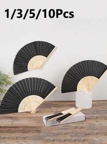 1/3/5/10 件复古手持折叠纸扇，便携式竹扇，带折叠纸套 - 完美的夏季配件，保持凉爽和时尚，非常适合派对和活动