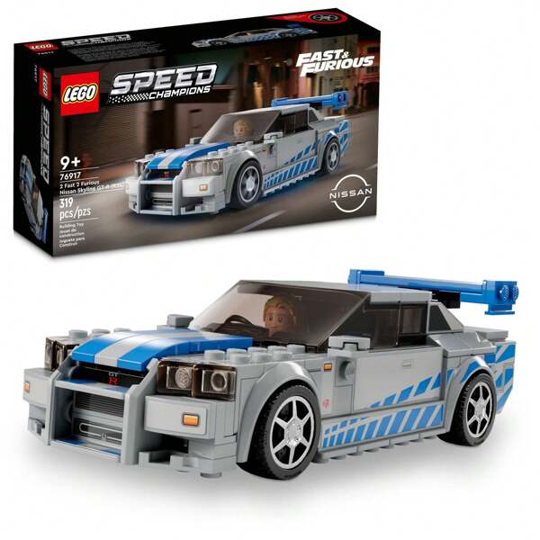 LEGO Campeones de velocidad 2 Rápido y Furioso Nissan Skyline GT-R (R34), Juego de construcción de coche de carreras, Coleccionable con minifigura de piloto, Set 2023 para niños, niños y niñas a partir de 9 años 76917, Regalo de Navidad