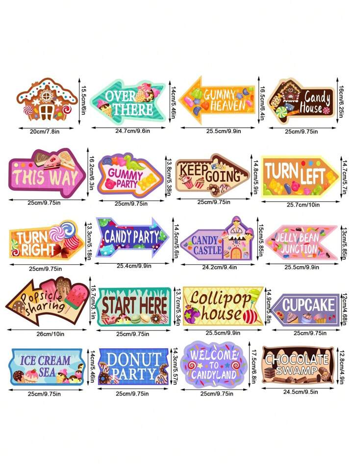20 PCS Candyland Party Decorations, Candy Land Decoration Party Sign Welcome Candyland Birthday Party Decorations Directional Signs Street Photo Prop For Sweet Candy Theme Party Supplies | SHEIN USA for Free Printable Candyland Signs Printable