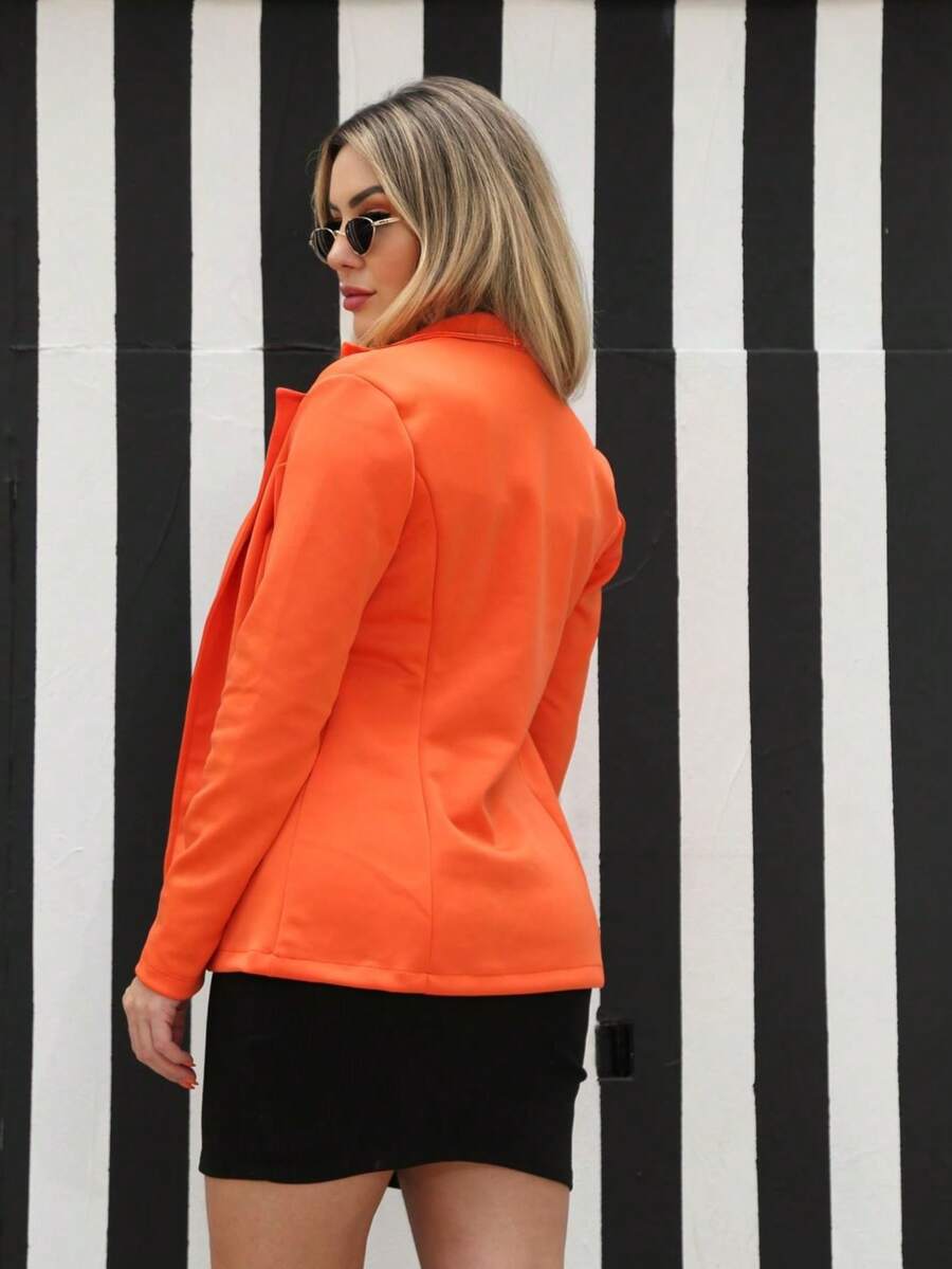 Luxury Blazer With Long Sleeves Solid Color Formal Social Elegant Style For Women - trái cam - Xem 1