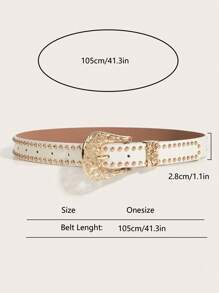 1 件西式铆钉装饰豹纹女士腰带，适合秋季、秋季、万圣节日常穿着 - 金色鉚釘皮帶 - 查看 8