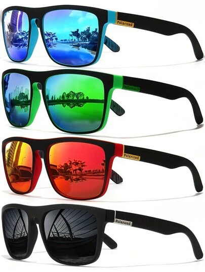 Dreamy Cool Classic Polarized Square Fashion Glasses, Suitable For Boy And Girl, Outdoor Sports Party Vacation Travel Driving Fishing Supplies Photo Props
