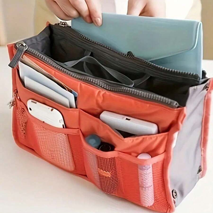 1pc New Double Zipper Bag Middle Bag Storage Bag Multi-Functional Toiletry Bag Organizer Bag Travel Storage And Easy To Carry - Multicolor - View 1