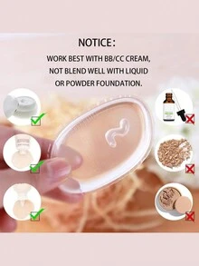 1 pieza Esponja de maquillaje de silicona [lavable] de calidad premium - Esponja de maquillaje para base de gel y BB - Mejor herramienta de belleza de esponja de silicona cosmética, esponja de maquillaje de silicona con forma de hoja transparente y suave, esponja cosmética de gelatina rebotante amigable con la piel, fácil de aplicar y limpiar, esponja de maquillaje de silicona en forma de hoja para crema refinada - transparente - Ver 4