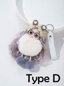 1个仿毛皮粉色娃娃吊坠，PVC材质钥匙扣挂件，适用于钥匙、背包、车钥匙 - 彩色 - 查看 17