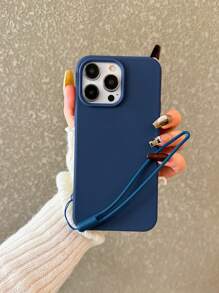 Ốp điện thoại tối giản, màu trơn, mờ, chống sốc, tương thích với Apple 11 12 13 14 15 16 Plus 13 Pro Max XR 16 14 Plus 14 Pro Max 13 Pro Mini, kèm dây đeo, chống nước, chống rơi, chống trầy xước, quà tặng sinh nhật mùa xuân. - Màu xanh hoàng gia có dây buộc - Xem 4