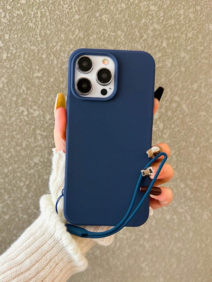 Ốp điện thoại tối giản, màu trơn, mờ, chống sốc, tương thích với Apple 11 12 13 14 15 16 Plus 13 Pro Max XR 16 14 Plus 14 Pro Max 13 Pro Mini, kèm dây đeo, chống nước, chống rơi, chống trầy xước, quà tặng sinh nhật mùa xuân. - Màu xanh hoàng gia có dây buộc - Xem 1