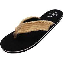 NORTY Men's Lightweight Canvas Strap Flip Flop Everyday Beach Pool Sandal - Runs 1/2 Size Small - Nâu/Tân 3 - Xem 6