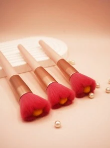 1pc Flower Shaped Wooden Handle Exquisite Soft Powder Blush Brush Face Makeup Brush Nail Cleaning Brush - Multicolor - View 2