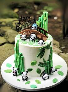 8 件熊猫蛋糕装饰物，可爱迷你熊猫小雕像，用于烘焙微景观，生日蛋糕装饰品，熊猫派对用品，圣诞节 - 彩色 - 查看 12