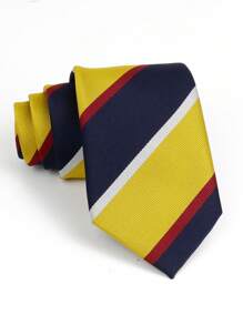 1 条优雅舒适男士涤纶领带，蓝色和粉色条纹图案领带，适合办公室、通勤、商务、周年纪念、晚会、婚礼、送给丈夫的礼物 - 彩色 - 查看 18