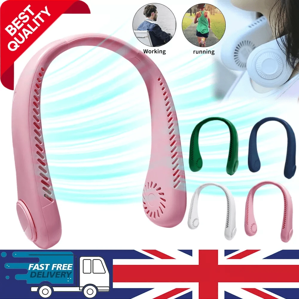 5000mAh Portable Neck Fan Hands Free 3 Speeds Hanging Neck Fan Rechargeable NEW - Pink - View 1