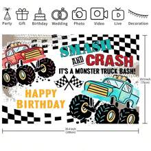 1 pieza Camioneta de recogida Telón de fondo de fiesta de cumpleaños, 210 cm x 150 cm/150 cm x 100 cm/100 cm x 75 cm Camioneta de recogida roja y azul Decoración de fiesta de cumpleaños feliz, adecuada para fiesta de cumpleaños, banner de mesa de pastel, fotomatón, sala de estar, dormitorio, estudio fotográfico, transmisión en vivo, decoración de fiesta - Multicolor - Ver 11