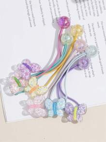 6pcs Children's High Ponytail Rubber Band Around The Hair Rope Girl Love Butterfly Hair Tie Little Girl Head Rope Princess Does Not Hurt Hair Accessories