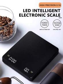 1 pieza de báscula electrónica para café con múltiples unidades de conversión, pantalla LED HD, báscula de cocina para hornear, báscula para pesar granos de café, con función de tiempo, alta precisión, apta para uso doméstico en alimentos, té y materiales medicinales [Venta de cocina de Año Nuevo]
