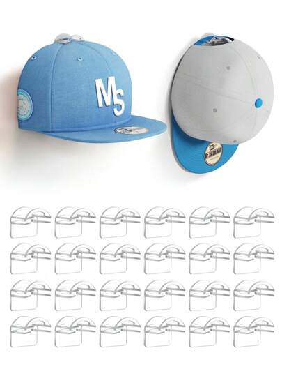 4/8/12/16/20/24個セット 壁掛け 帽子フック、強力なホルダー、野球帽掛け 壁掛け型、帽子ディスプレイラック、帽子収納アクセサリー