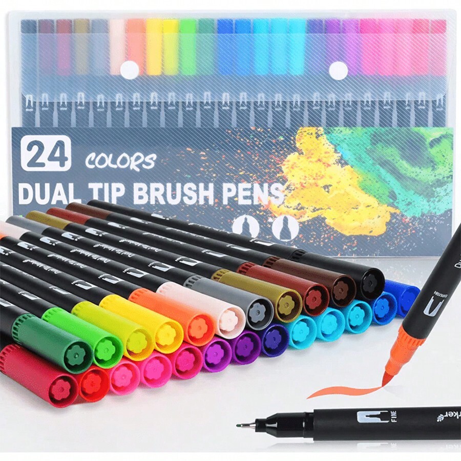 DualTip Marker Pens Set Watercolor Brush Pens Art Supplies For