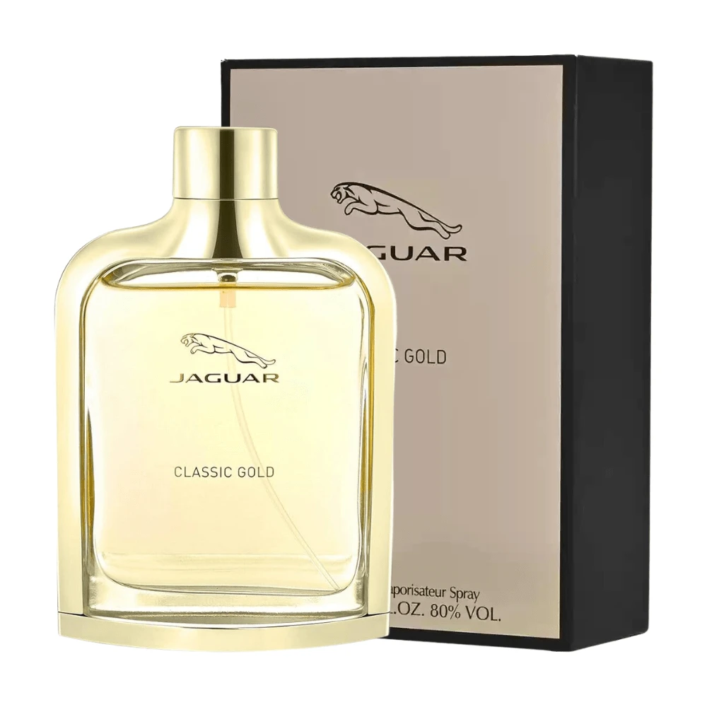 Jaguar Classic Gold Cologne For Men 3.4oz 100mL EDT Spray | Woody Aromatic Scent With Apple, Vanilla, Patchouli | Long-Lasting Masculine Fragrance By Jaguar Perfumes - Gold - View 1