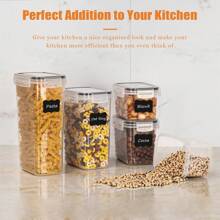 THELIFE 1/8 Pcs Plastic Food Storage Container Set, Airtight Sealed Canister With Lid For Flour, Sugar, Cereal, Dry Food, Dishwasher Friendly - Clear - View 6