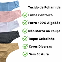 Kit 7 Women's Seamless Panties Lingerie Sula M L GG Basic Day To Day Non-Marking Good Elasticity - 彩色 - 查看 7