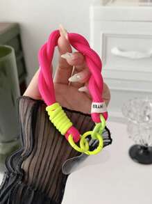 1 件时尚短款双色编织链锁尼龙腕带手机挂绳适用于 11 12 13 14 15 Pro Max 兼容三星送给母亲、家人、朋友、生日、节日的礼物手机挂饰、手机链 - 彩色 - 查看 17