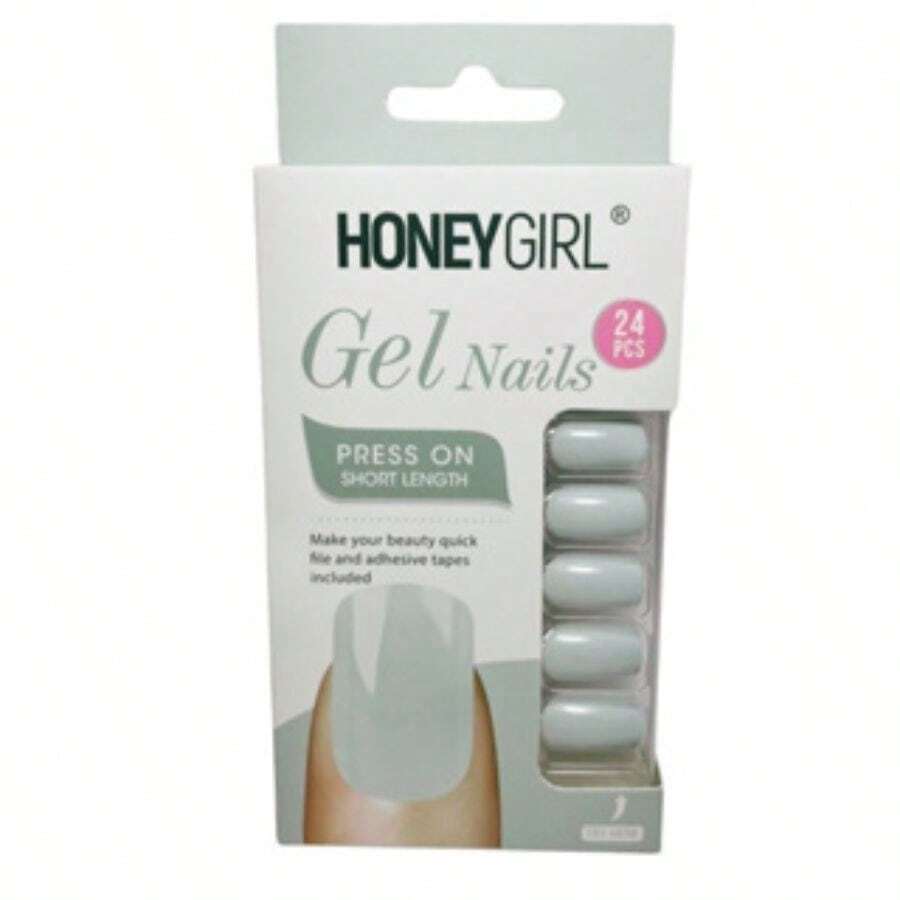 HoneyGirl Nails Gel 24 Colorful Sticker False Nails Make Your Beauty Quick File And Adhesive Tapes Included - 青檸色 - 查看 1