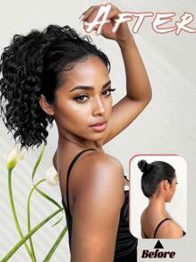 10 Inch One-Piece Drawstring Short Curly Wavy Ponytail Hair Extensions, Synthetic Clip-In Hair Extensions, Elegant Natural Appearance, Suitable For Daily Wear, Ponytail Wig - Multicolor - View 8