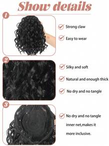 10 Inch One-Piece Drawstring Short Curly Wavy Ponytail Hair Extensions, Synthetic Clip-In Hair Extensions, Elegant Natural Appearance, Suitable For Daily Wear, Ponytail Wig - Multicolor - View 3