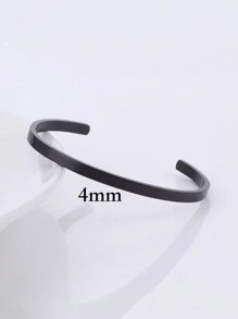1 pièce Bracelet minimaliste en acier inoxydable noir en forme de C ajustable pour homme, convient pour un port quotidien - Noir de pistolet - Voir 3