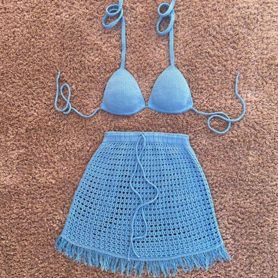 TRICOT PREMIUM Beach Outfit Crochet Tricot Skirt And Top Summer 2025 - 查看 1