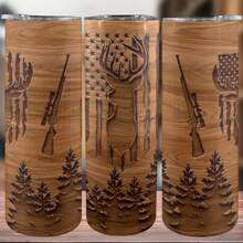 20oz Deer Hunting 3D Print Insulated Skinny Tumbler With Straw And Lid | 304 Stainless Steel Travel Coffee Cup | Festival Gift For Men And Women | Age 14+ | Durable Outdoor Canteen Back To School