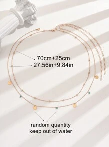 2入組/套度假風格隨機數量綠松石圓盤吊墜腰鍊 - 金黃色 - 查看 5