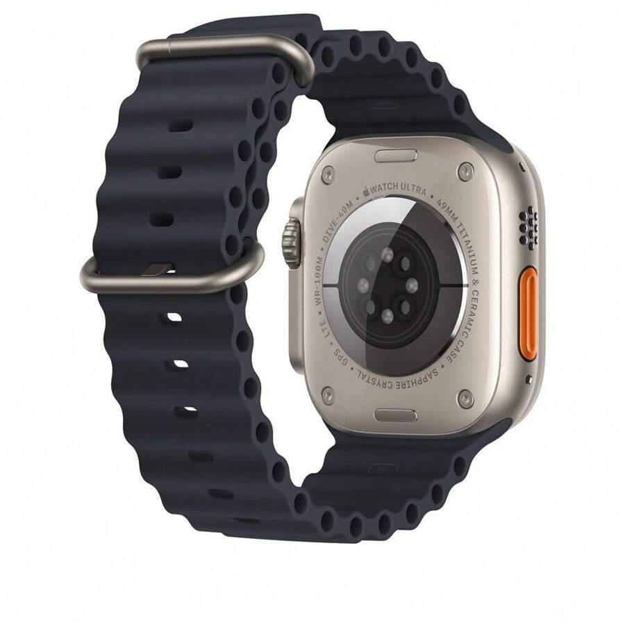 Silicone Sport Ocean Band Compatible With Apple Watch Ultra Band 49mm 45mm 44mm 42mm 41mm 40mm 38mm For Women Men,Soft Waterproof Strap Apple Watch Ultra 1 Ultra 2 Bands For Series 9 8 7 6 5 4 3 2 1 SE - 午夜 - 查看 1