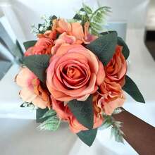 Bouquet Of Roses With Artificial Permanent Hydrangeas - trái cam - Xem 1