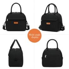 Túi đựng cơm trưa cách nhiệt đa năng dành cho nữ, Túi tote chống thấm nước dung tích lớn dành cho nhân viên văn phòng, học sinh, mẹ - Túi đựng cơm trưa đeo vai Túi đựng đồ ăn trưa du lịch dã ngoại Túi đựng cơm trưa dành cho phụ nữ đi học cho giáo viên đi cắm trại cho lớp học Túi đựng đồ ăn trưa Túi dã ngoại Phụ kiện văn phòng Phụ nữ Túi đựng cơm trưa cho phụ nữ Phụ kiện đồ dùng học tập - màu đen - Xem 9