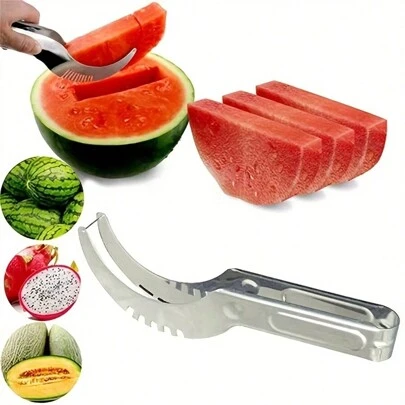 1pc, Stainless Steel Watermelon Slicer - Easy Fruit Splitter And Cutter For Kitchen Gadgets And Supplies