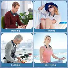 5000mAh Portable Neck Fan Hands Free 3 Speeds Hanging Neck Fan Rechargeable NEW - Blue - View 4