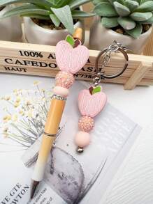 1 pieza Llavero con forma de manzana elegante con cuentas de strass, Bolígrafo con cuentas de strass con forma de manzana, Regalo del Día del Maestro para maestros, Accesorio para coche, Dije para bolso, Escolar, Lindo, Gótico, Y2K, Cordón para tarjeta de identificación, Accesorio para coche, Dije para bolso - Multicolor - Ver 13