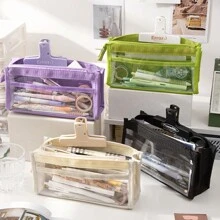 1 Piece 1/2/4/6 Layers Transparent Large Capacity Pencil Case Bag Pen Pouch PVC Waterproof Organizer Storage Cosmetic Bag For Students Go To School Supplies Stationery, Back To School, School Supplies, Pencil Pouch, School Bag