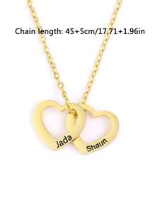 Women's Customized Name Necklace, Stainless Steel Heart-Shaped Engraved Name, 1-8pcs Name Pendant Necklace Set, Family Jewelry Necklace, 3 Chain Options, Necklace, Girlfriend Gift, Birthday Gift, Anniversary Gift, Valentine's Day Gift, Silver, Fashion, Colorful, Vintage, Minimalist, Unisex, Casual, Cute, Customizable, Personalized, Unique, Ideal Gift For Him, Ideal Gift For Her - Gold - View 11