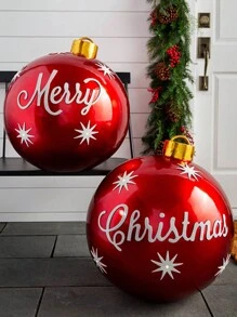 1 Pc 60cm Giant Inflatable Christmas Decoration Ball Ornament - Weather-Resistant PVC Material, Uncharged, No Electricity Required, Perfect For Outdoor Holiday Yard Lawn Porch Easter Decoration,Christmas - 1pc - View 11