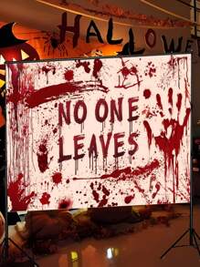 1 件万圣节主题血手背景聚乙烯材料字母血腥印花装饰横幅，适用于万圣节、亡灵节、恐怖主题派对氛围装饰道具、血腥派对、惊悚生日舞会背景、圣诞节 - 彩色 - 查看 3