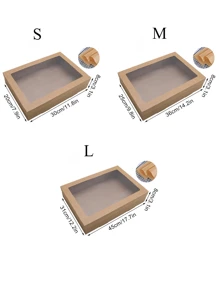 1pc Window Opening Kraft Paper Camping Picnic Box Dessert Cake Box Picnic Packaging Box Picnic Box - Brown - View 3