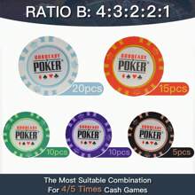 14g professionell Texas Hold'em Clay Poker Chips Set, Poker Chips Set 250 300 st, icke-siffriga marker för familjen, festunderhållning och professionella/turneringar, Texas Hold'em Blackjack Gambling - pommes frites - Visa 8