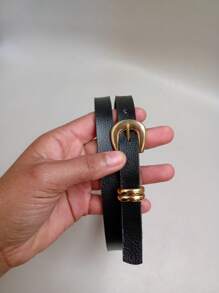 Thin Women's Belt Width 1CM - Black - View 5