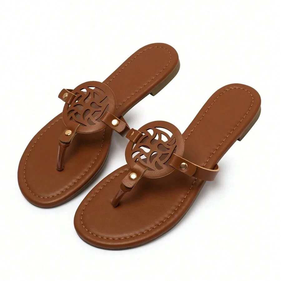 Women's Comfortable Flat Sandals Flip Flop Sandals Dressy Thong Sandals - màu nâu - Xem 1