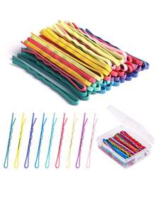 Bobby Pins For Thick Hair,100 Pcs Colorful Hair Grips Kit In Plastic Box Metal Hair Pins Hair Styling Clips For Women Girls (5.5cm/2.2 Inches) - Multicolor - View 9