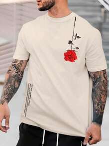 Men's Pink Cotton Round Neck Breathable T-Shirt Launch - Màu be - Xem 2