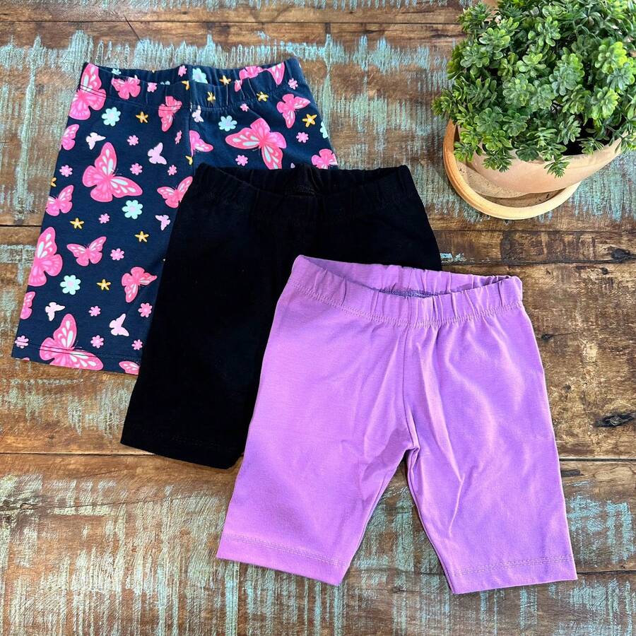 Kit 3 Cycling Shorts For Girls Children 1 To 4 Years Old Assorted Prints Summer - Nhiều màu - Xem 1